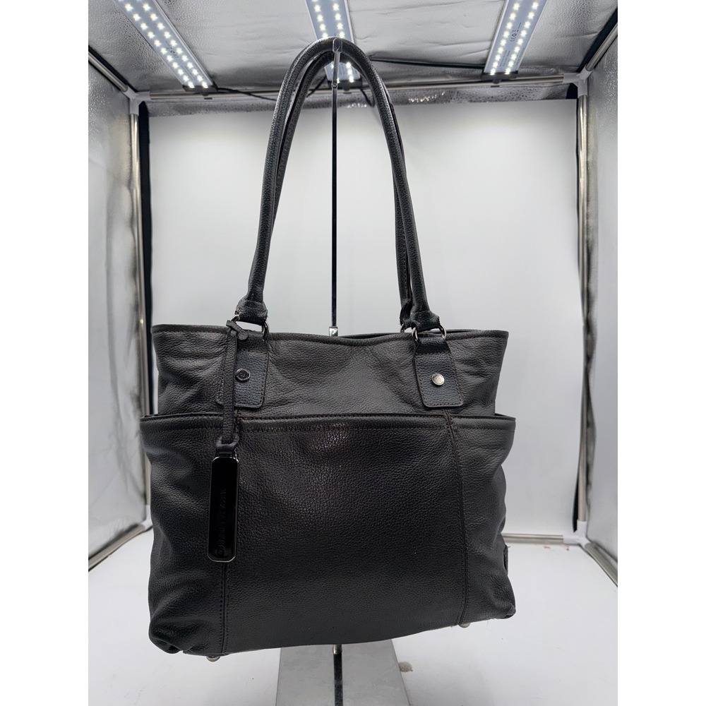 Tignanello Metallic Bronze Pebbled Leather Tote Shoulder Bag